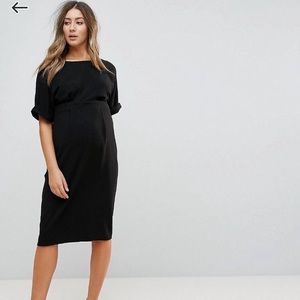 Topshop Maternity smart woven Black v back dress